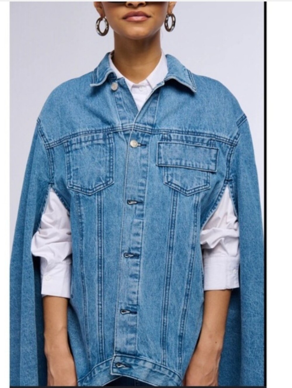 AKIRA Light Blue Denim Cape Jacket